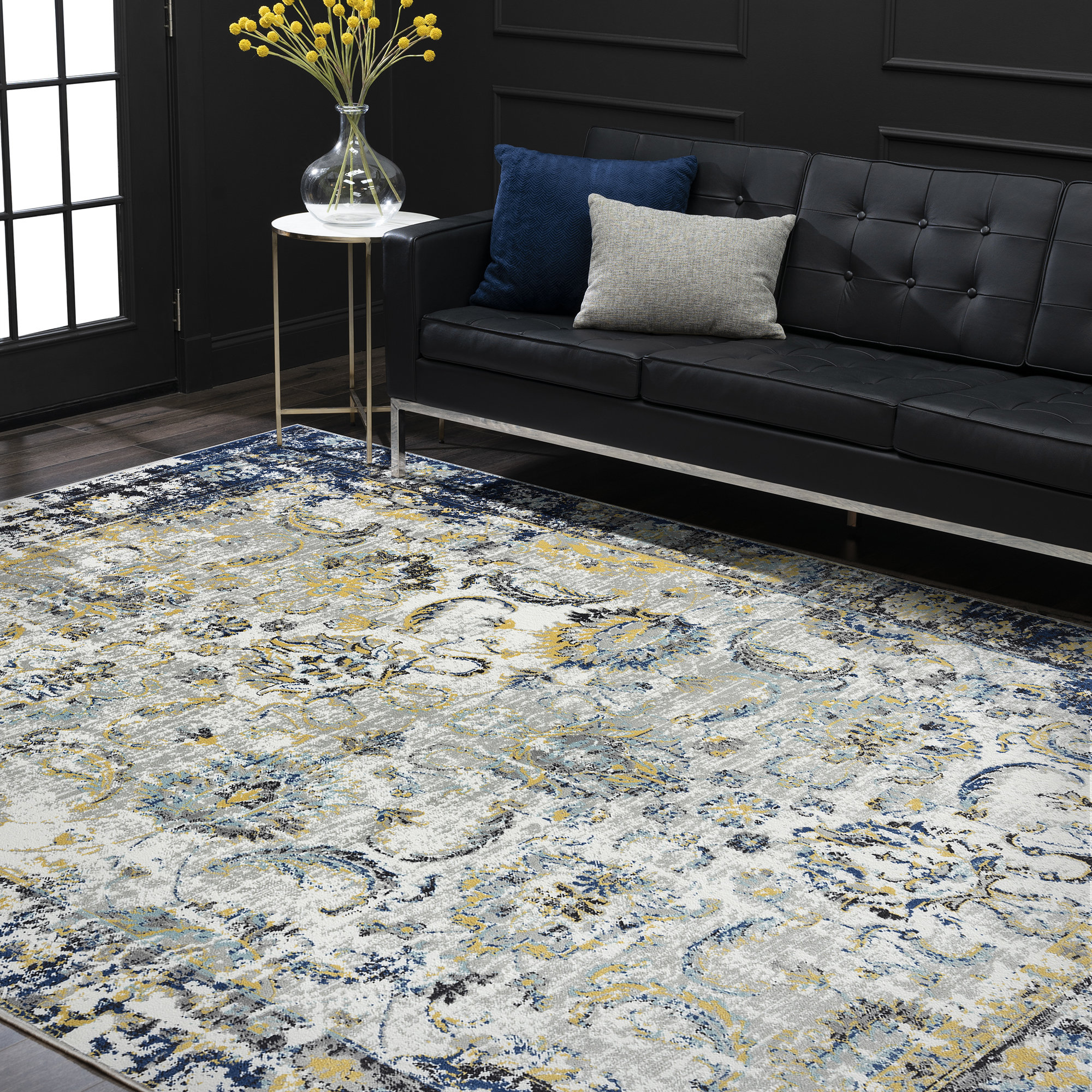 Bungalow Rose Oriental Cream/Blue/Yellow Area Rug | Wayfair