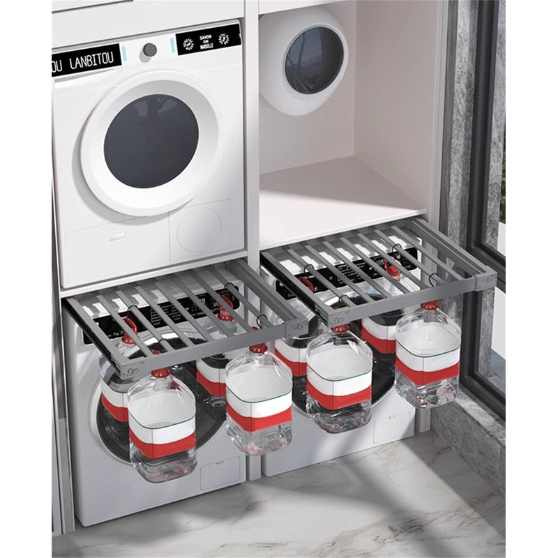 Retractable Hidden Pull-Out Laundry Rack For Washing Machines, 2.16" H x 28" W x 22.83" D