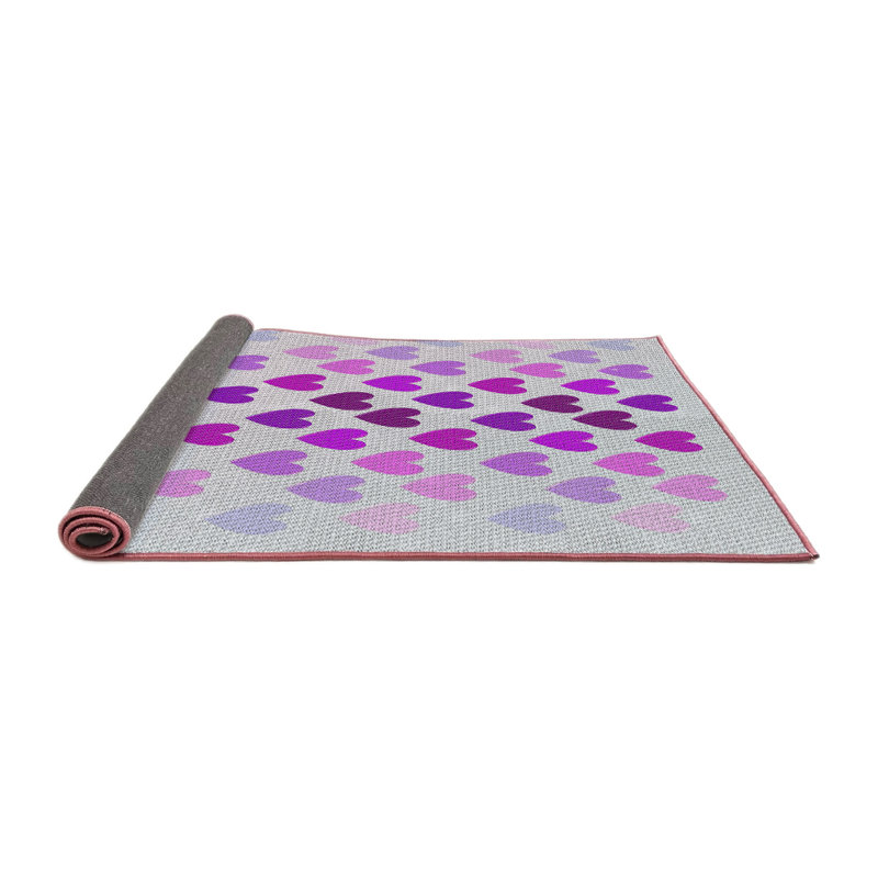 Tapis mauve/gris tissé à la machine, Rond 3 pi