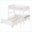 Lit superposé simple au dessus d'un lit double en pin avec bureau, permettant d'économiser de l'espace pour les petites chambres