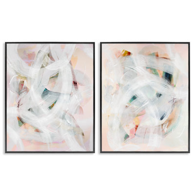 Subtle & Soft Abstraction 2pc Framed Giclee Set, design by Gemma Bardot