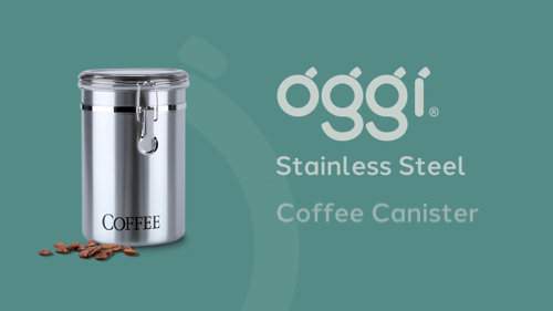 Oggi Stainless Steel Coffee Canister - Warm Gray - 62 oz