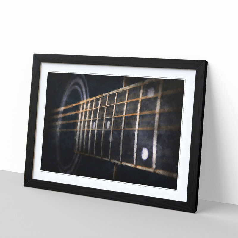 Strings of the Guitar - Picture Frame Graphic Art Print, 45cm H x 63cm W x 2cm D, Black Framed