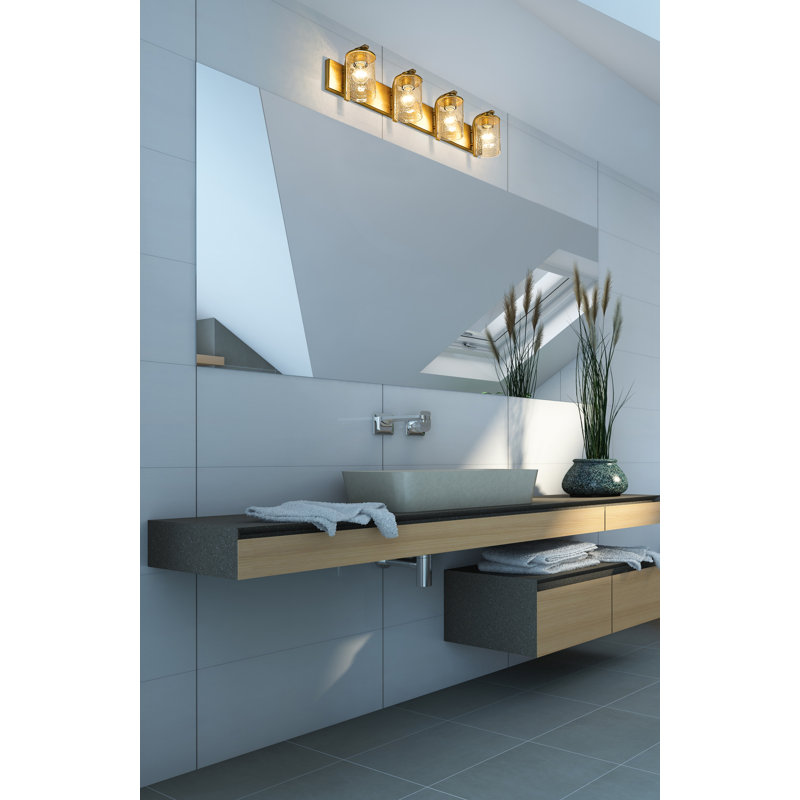 Éclairage de salle de bain à intensité variable 4 lumières Anatolie, Vieux laiton