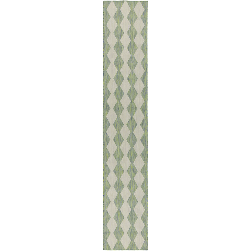 Positano Indoor / Outdoor Rug, Runner 2'2" x 12', Blue Green