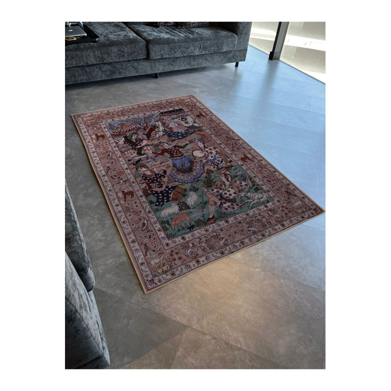 Multi Color Ethnic Dancer Figure Pattern Creative Modern Decorative Machine Washable Area Rug, Rectangle 3'3" x 4'11"