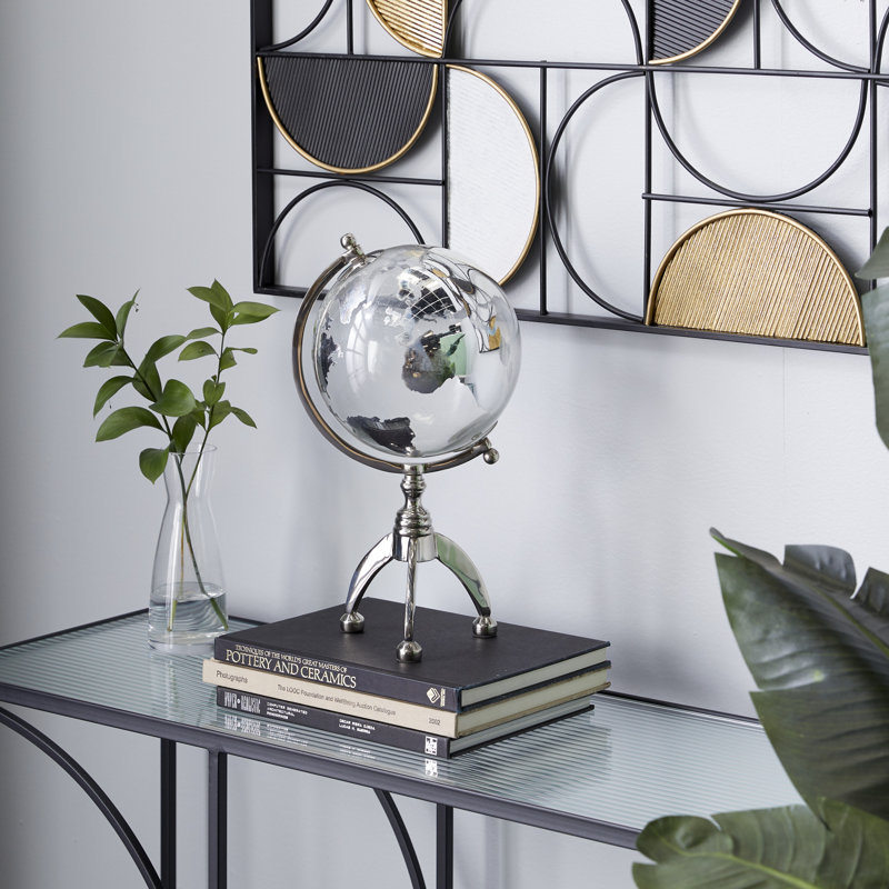 Globe terrestre en aluminium avec base trépied