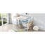 Lit mezzanine double en métal de couleur blanche avec bureau, escalier de rangement, petite armoire et DEL, fonctionnel et durable-1509805824