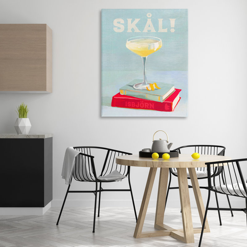 Art mural sur toile Skal Cocktail & Bookstack par The Whiskey Ginger, H 48 po x l 36 po