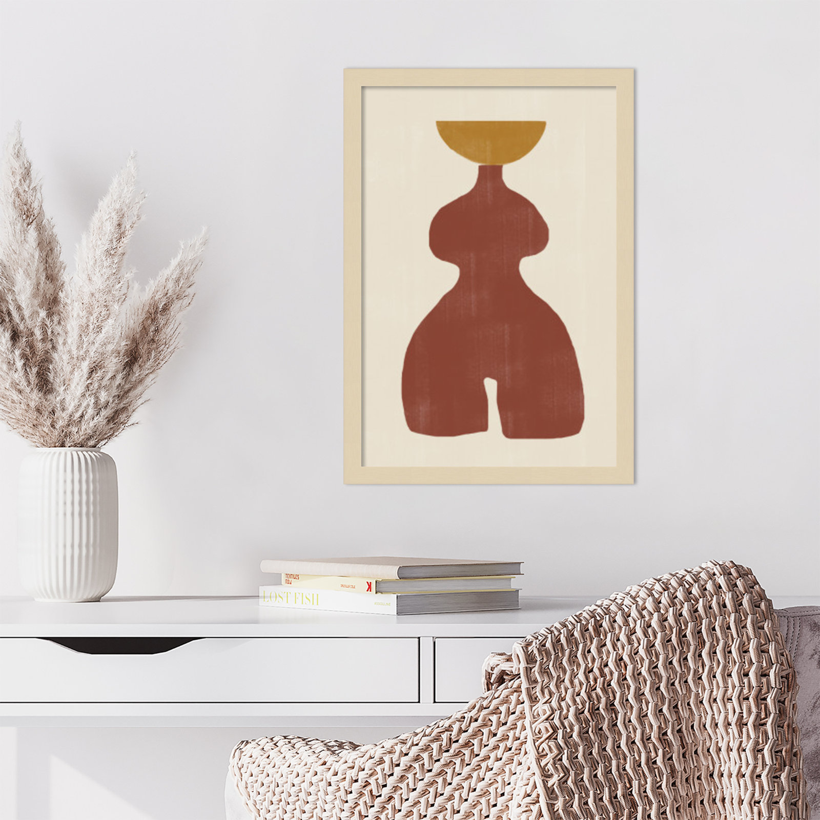 Vase No 11 by The MIUUS STUDIO Wood Framed Wall Art Print, Brown, 21" H x 15" W