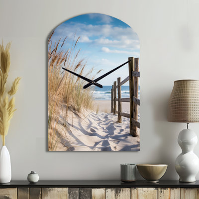Tranquillity Path To Dune Beach III - Arch Shape Unique Coastal Beach Sand Wall Clock