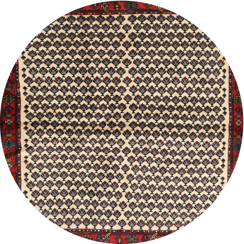 Tapis beige/noir/rouge contemporain Iasos, Rond 8 pi