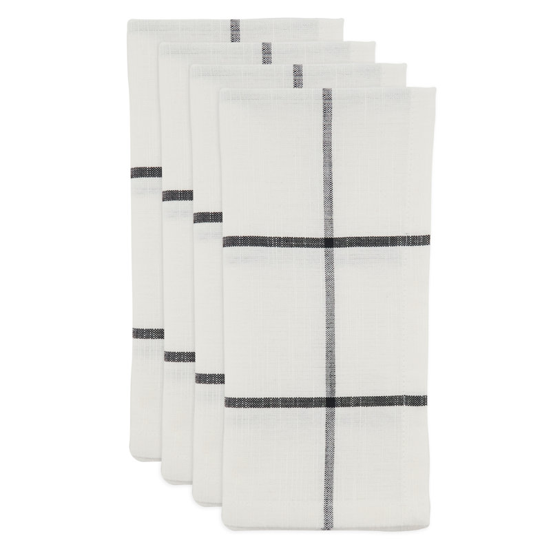 Hester Collection Cotton Plaid Square Napkin, White