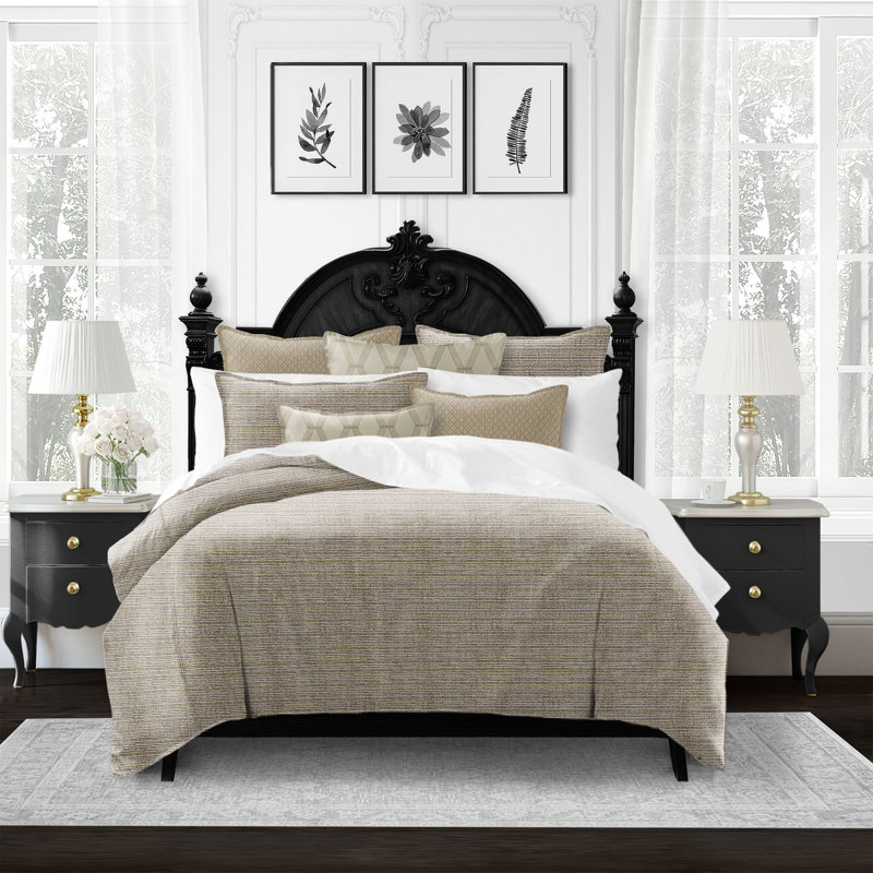Metallic Thread Pyrite, Queen Duvet Cover + 2 Standard Shams