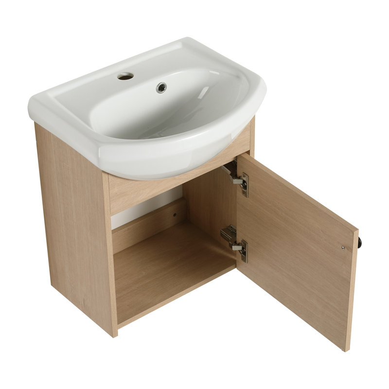 Petit meuble-lavabo mural 18 po avec lavabo en céramique 18 po