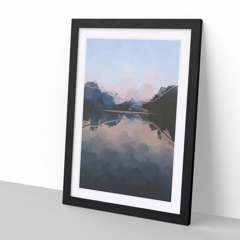 Italian Lake in Abstract - Framed Print, 65cm H x 48cm W x 2cm D, Black Framed