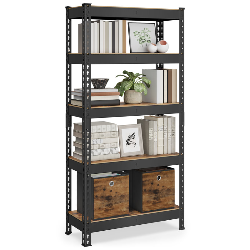 75cm W Steel Shelving Unit, Rustic Brown