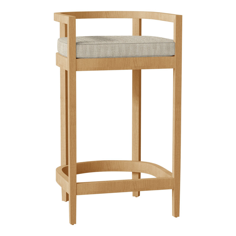 Santa Barbara Patio Bar Stool with Cushion, Welt, Verona Mist, Oyster Teak