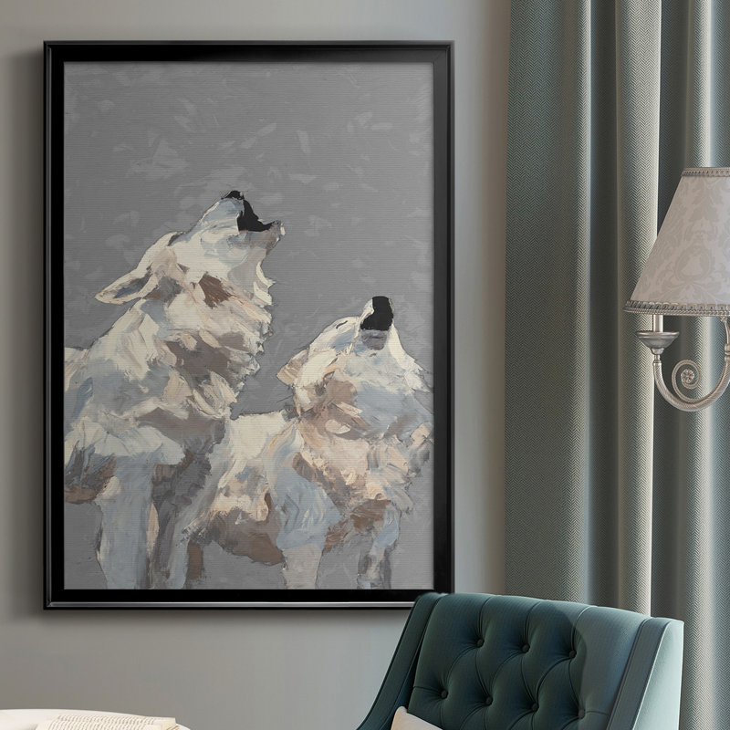 Midnight Wolves, reproduction d'art encadrée, H 42,5 po x l 30,5 po x P 1,25 po, Noir