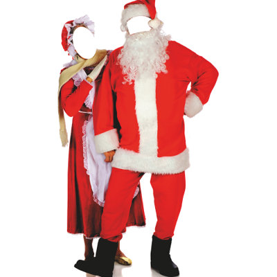 SS11216 Mr and Mrs Santa Claus Christmas Couple Stand In Cardboard Cutout Standee Standup