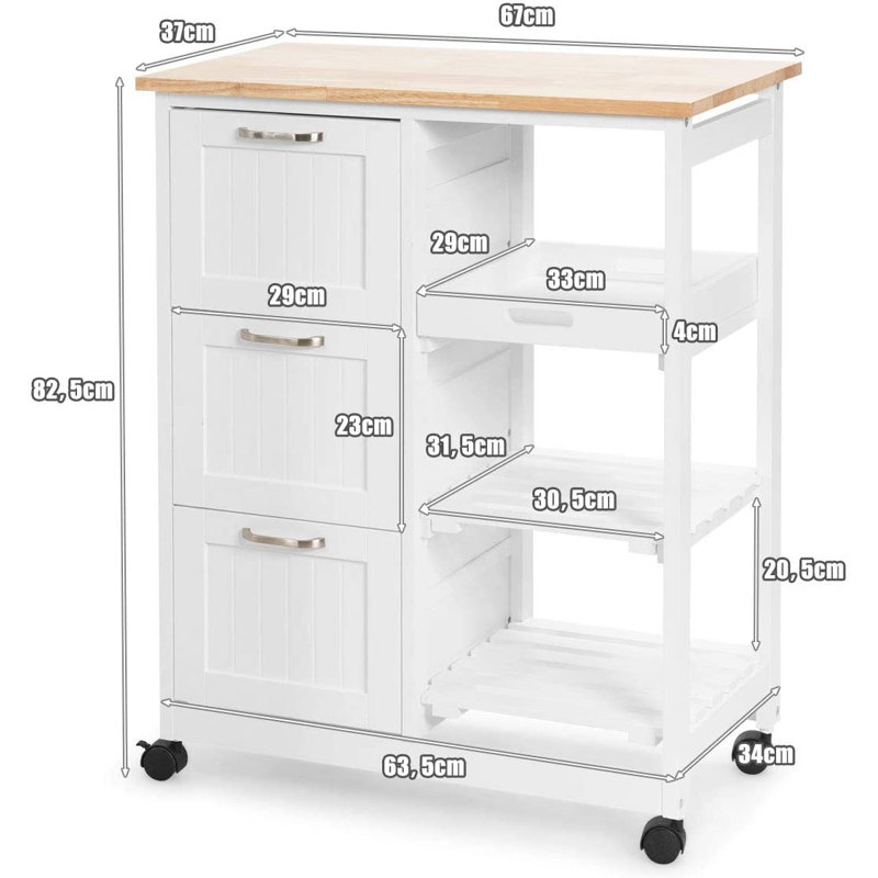 Jankowski Wood Kitchen Cart