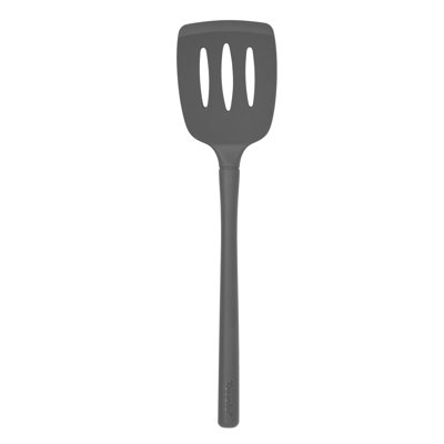 Tovolo Flex-Core Slotted All-Silicone Turner for Draining and Flipping, Charcoal