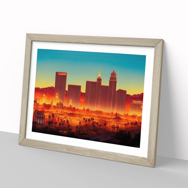 Las Vegas Skyline Vol.2 - Single Picture Frame Print, 46cm H x 64cm W x 2cm D, Oak Framed