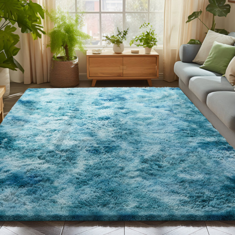 Abidan Solid Colour Shag Area Rug, Rectangle 120 x 170cm