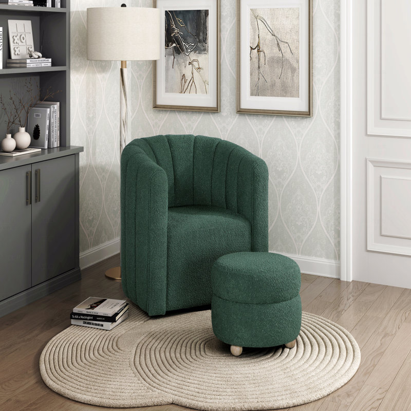 Fauteuil pivotant avec repose-pieds Noa, Bleu-vert
