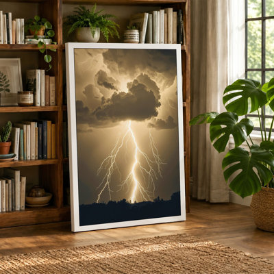 Storm Lightning Minimalist - Wrapped Canvas