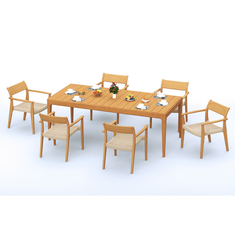 Amilo 6 - Person Teak Wood Patio Dining Set with