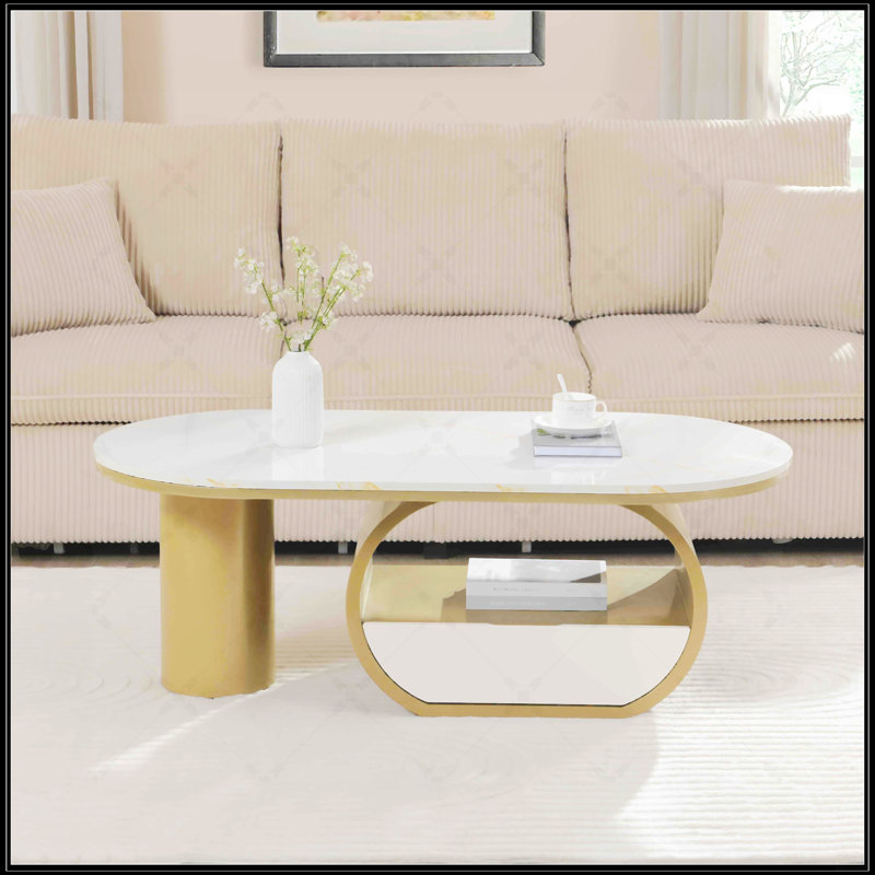 Table basse Luxury, Blanc, Brun, Marbre