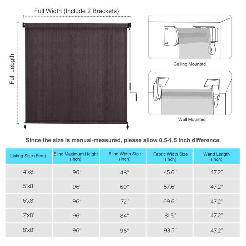 Semi Sheer Roller Shade, Chocolate, 72"W x 72"L