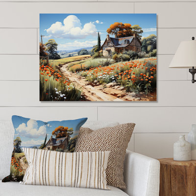 «Countryside Cottage Garden In I - Paysages», art mural en métal, salon