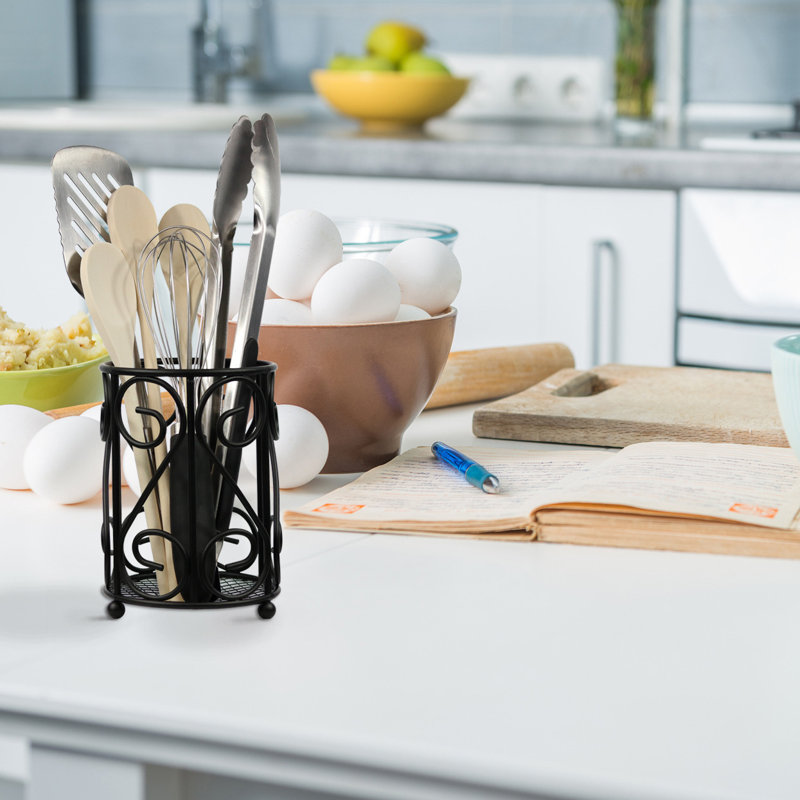Metal Round Utensil Crock