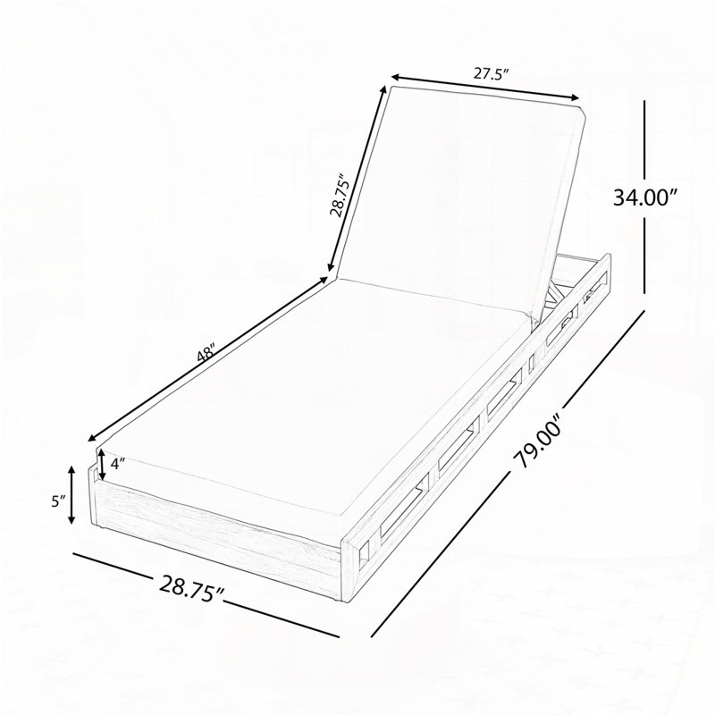 Chaise longue de patio en bois