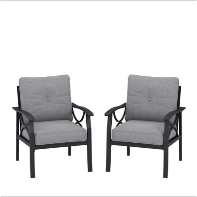 Set Of 2  All-Weather Metal Armchairs