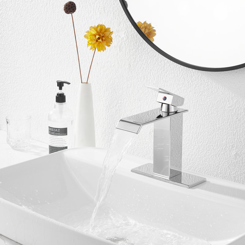 Robinet de salle de bains monotrou avec ensemble de drainage, Chrome poli