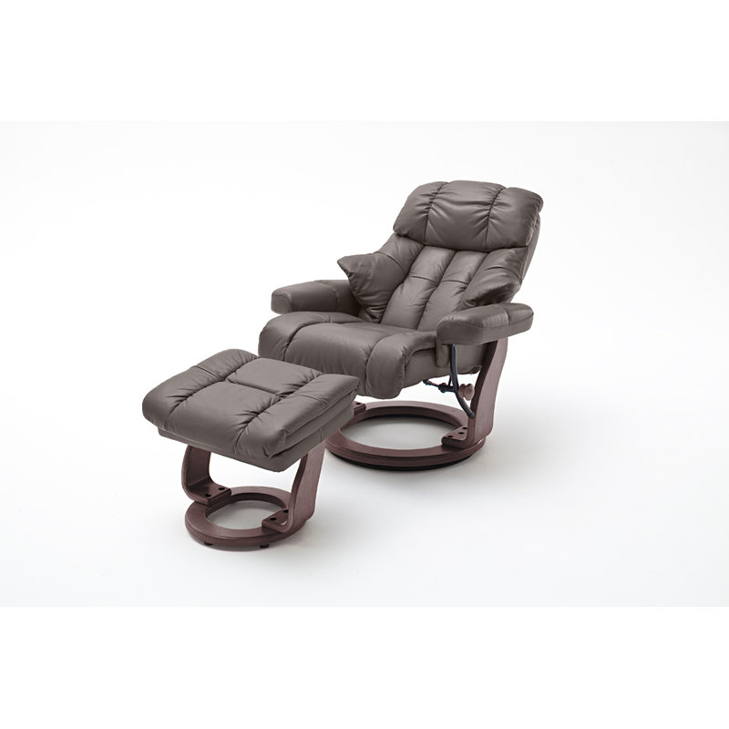 Manually Adjustable Darcelle Recliner With Footstool, Walnut, Brown