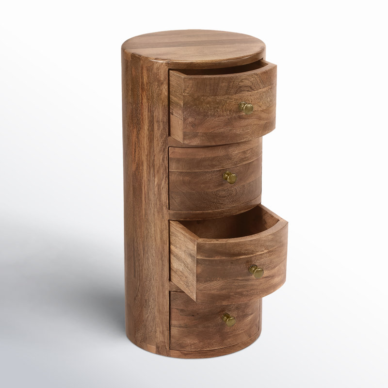 Liam Solid Wood End Table with Storage, Natural Mango
