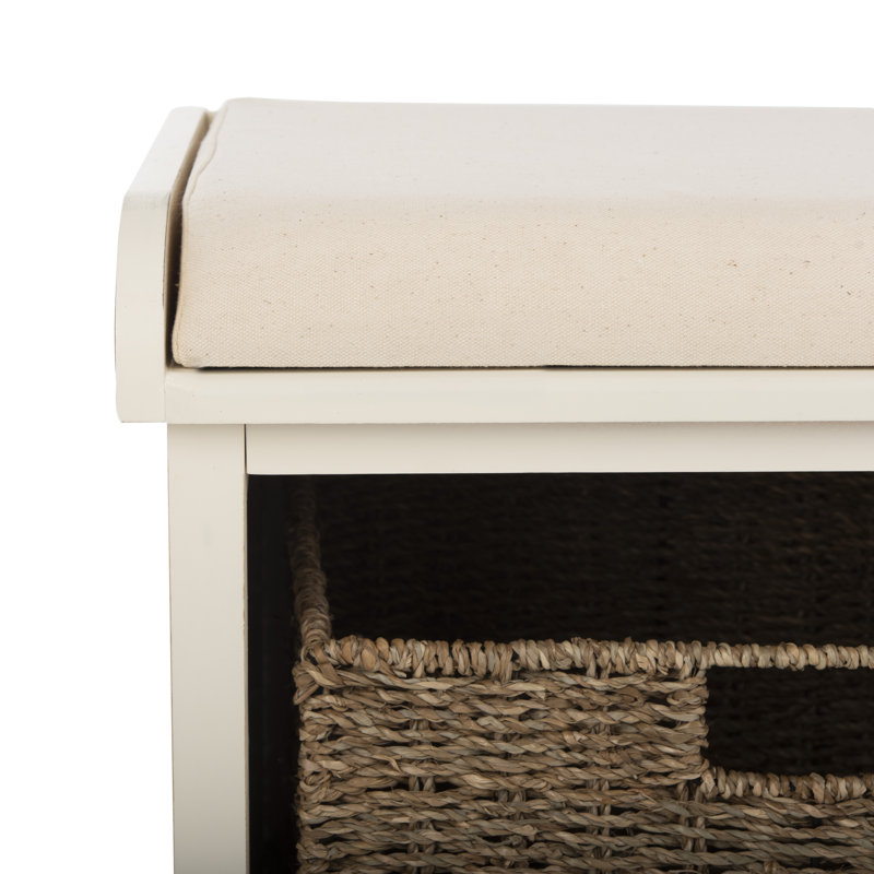 Loane Wicker Storage Bench, White