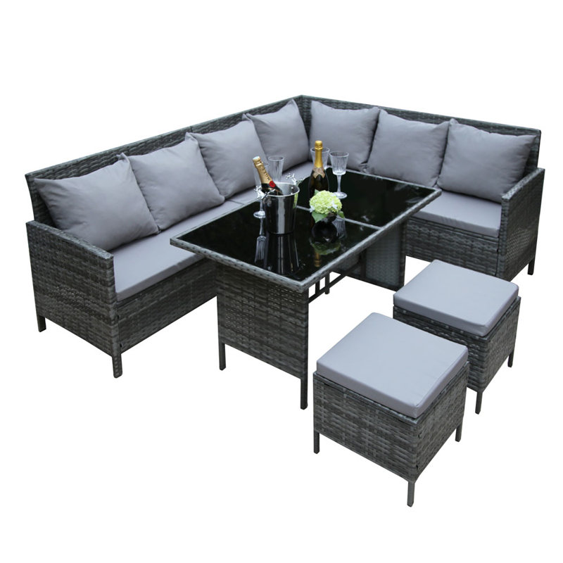 Aceston Rattan Wicker 9 - Person Seating Group with Cushions