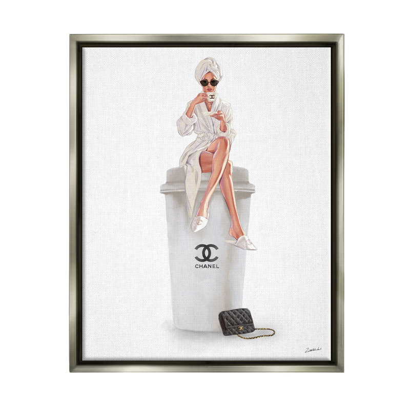 «Morning Brunch Glam Girl Sipping Coffee» par Ziwei Li - impression sur toile, H 31 po x l 25 po x P 1,7 po