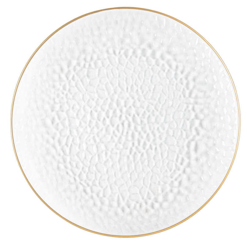 Assiettes rondes martelées 13 pouces avec bordure dorée Ecoqualité 12 invités, 96