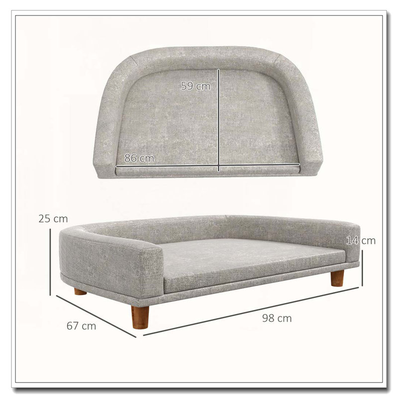 Canapé pour chien, lit pour animal de compagnie avec coussin de luxe confortable