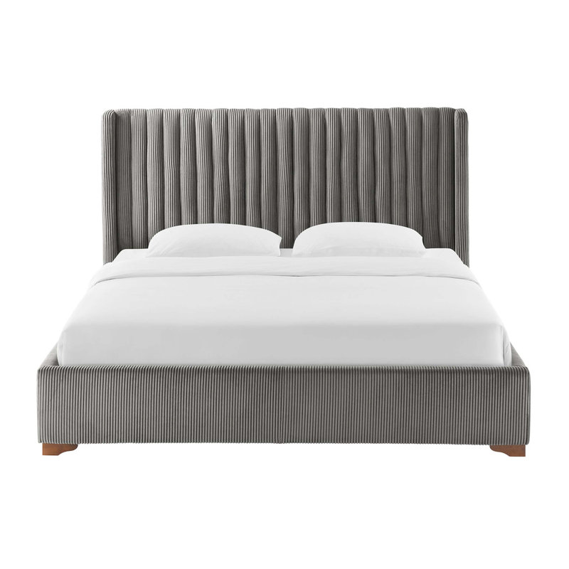 Lit confortable et durable avec tête de lit en éponge haute résilience et lattes de matelas robustes pour un sommeil paisible