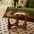 Brown Solid Wood Tempered Glass Round Coffee Table