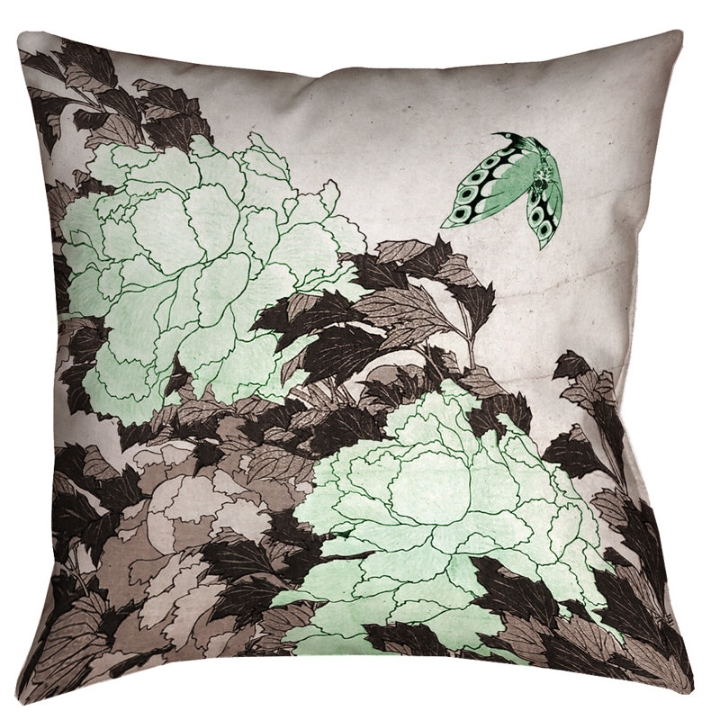 Housse de coussin Katsushika Hokusai, 18 po x 18 po, Vert