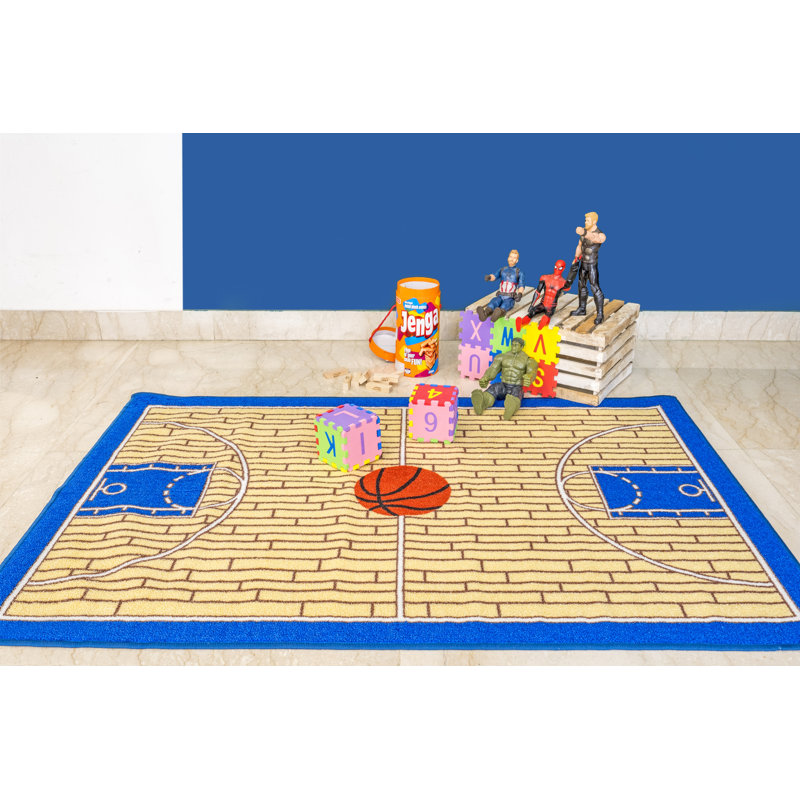 Tapis bleu pour salle de bain Furnish My Place Nieman 695 Basketball Kid | Salle de jeux et de la maternelle | Terrain de basketball | Décoration moderne | Bleu