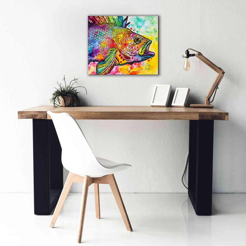 «Fish» par Dean Russo, art mural sur toile, H 20 po x l 24 po x P 0,75 po